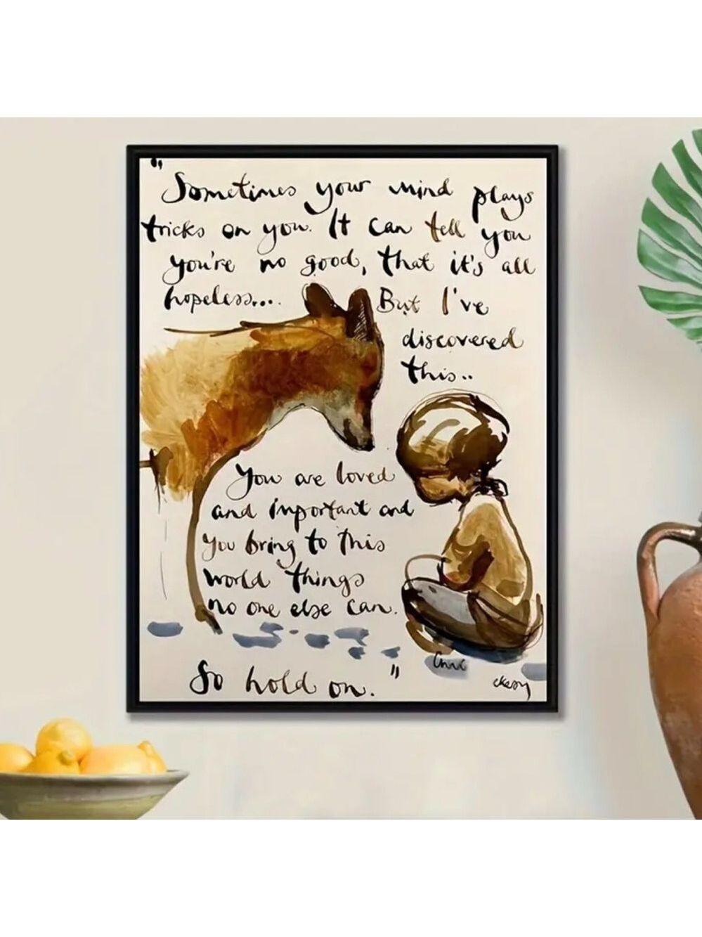 Whimsical Fox And Girl Canvas Print Wall Art